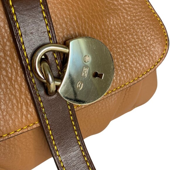 Dooney & Bourke Brown Leather Satchel Handbag with Lock Charm VTG - Picture 11 of 14